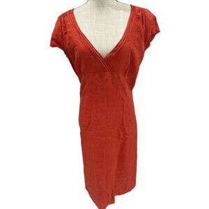 H&M Red V-Neck Dress With Sequin Trim & Short Sleeves - Womens 14